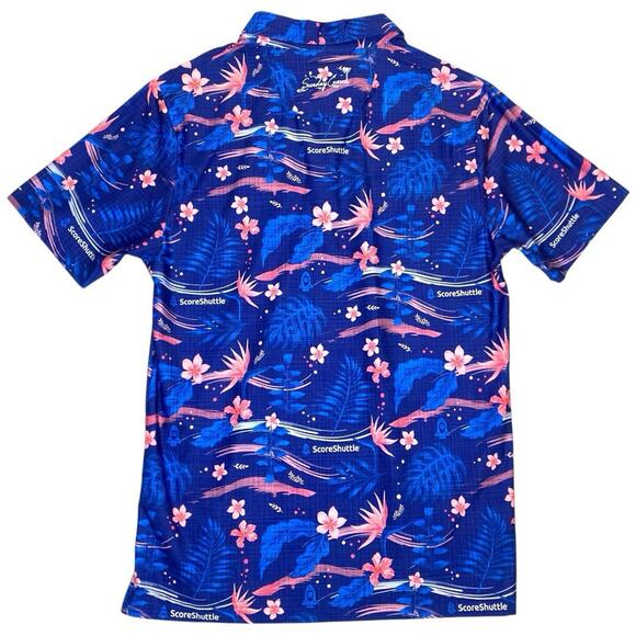 Sunday Crew Golf Polo M Tropical Palm Trees Hawaiian Novelty Loud Vibrant UPF - Picture 4 of 11